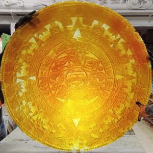 Calendario azteka o piedra sol<br> en resina ambar transparente